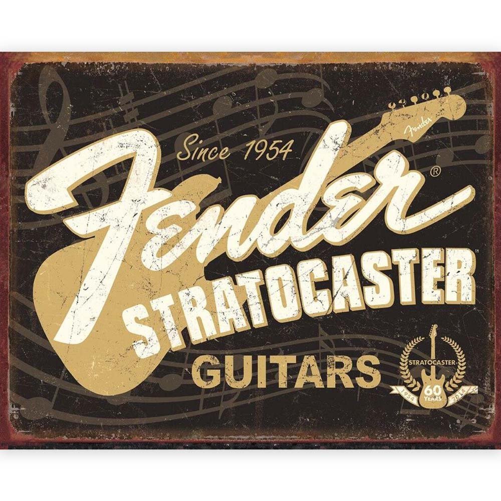 FENDER フェンダー (設立 80周年 ) - Stratocaster 60th / レトロ・ヴィンテージ看板 / インテリア置物 - PGS